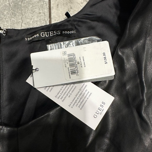 Guess Black Long Sleeve Faux Elena Leather Dress NWT - Picture 2 of 3